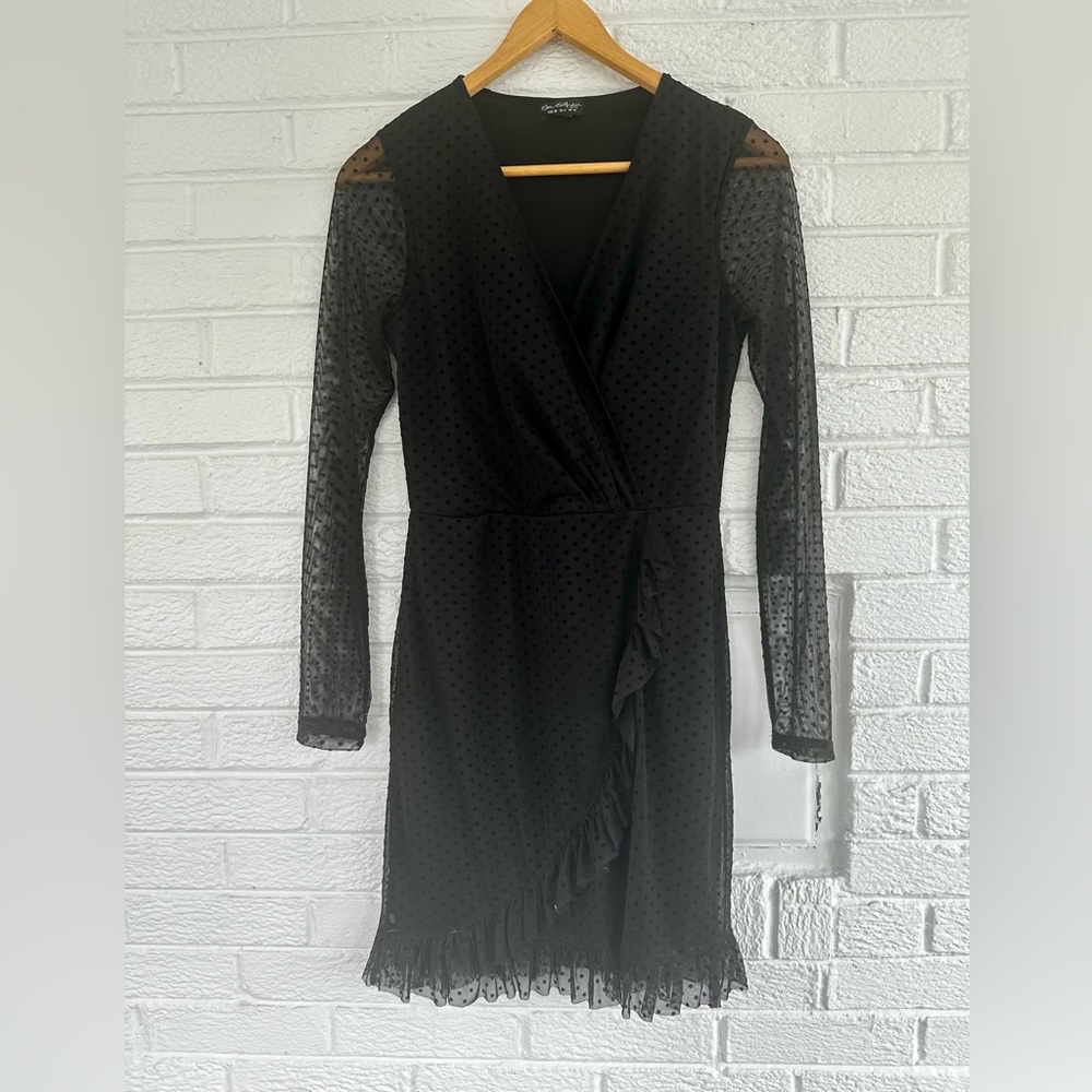 ASOS black, polka dot, long sleeve dress, size 6